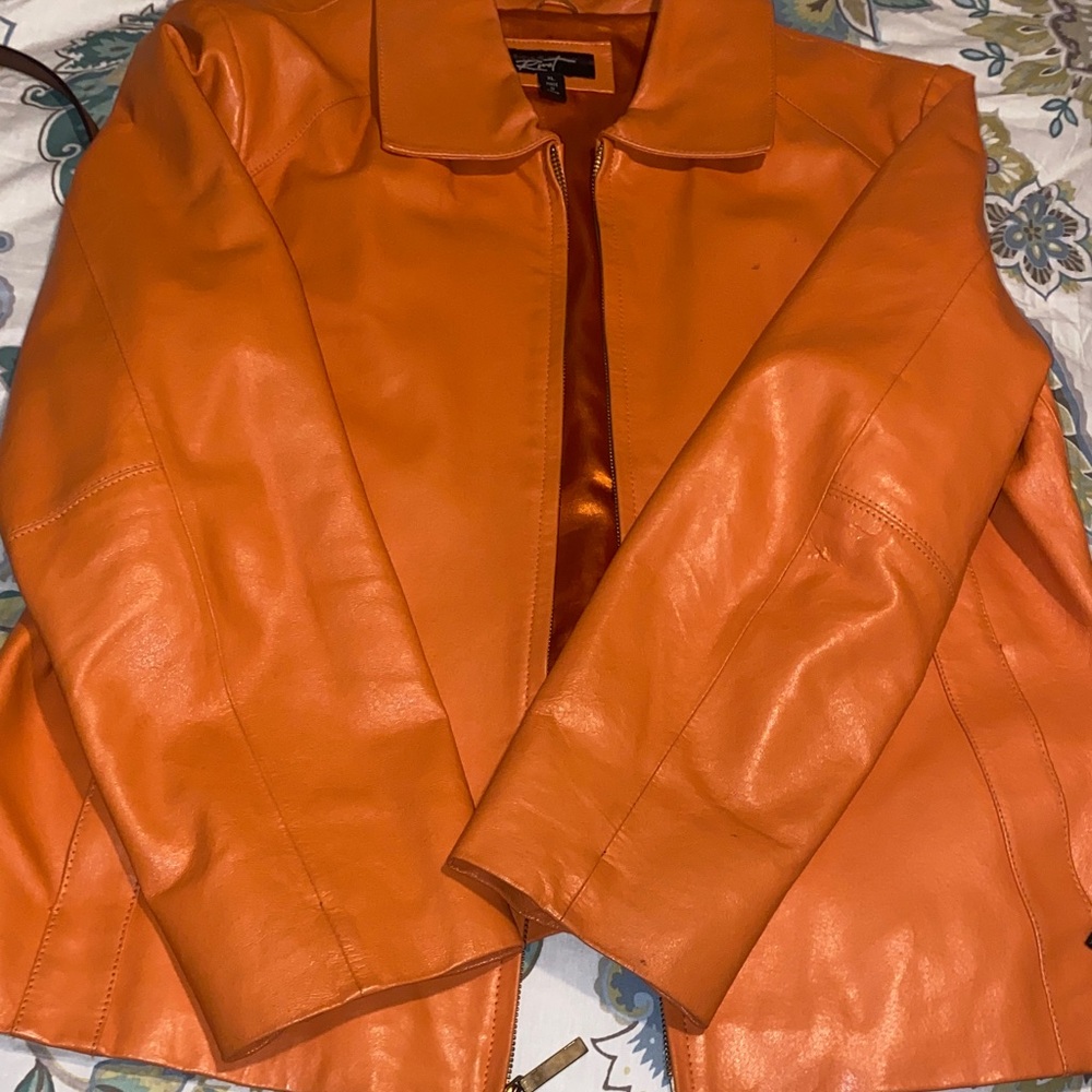 Zara Vibrant Orange Leather Jacket